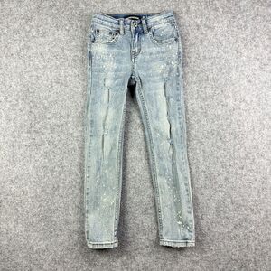 Serenede Jeans Kids Youth 8 Blue Distressed Splatter Light Wash Bleached Grunge